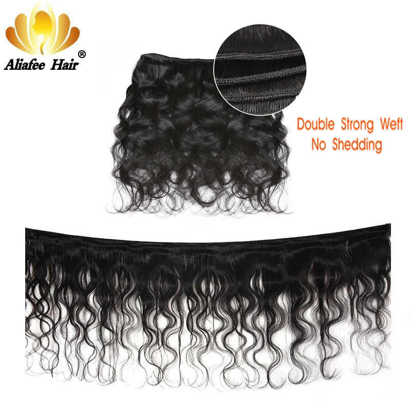 Aliafee Hair Lot de 3 extensions de cheveux malaisiens ondulés #T1B/27/couleur naturelle 8"-30" 100 % cheveux humains non-Remy Body Wave