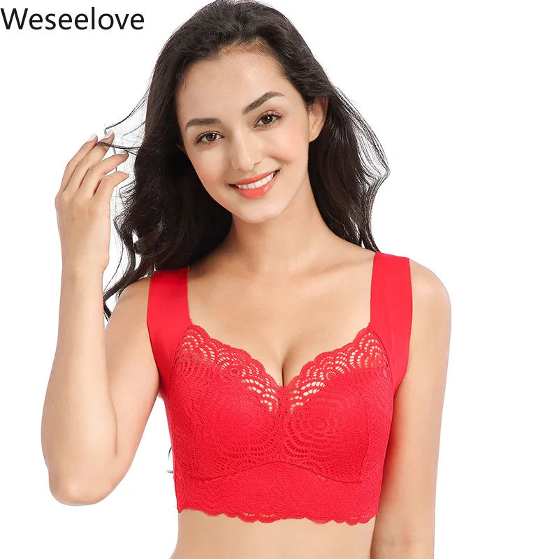 Weseelove Soutien-Gorge Push Up sous-vêtements sans couture grande tasse Femme Ice Up Soutien-Gorge rouge froncé Soutien Gorge Femme 2020 meilleure vente X09-4