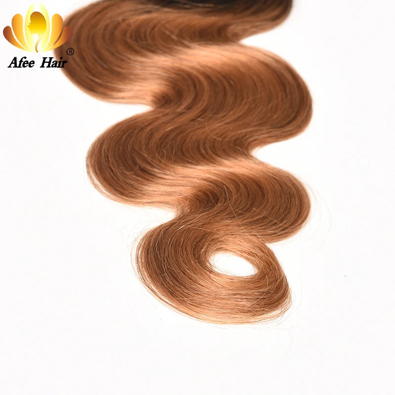 Aliafee Hair Lot de 3 extensions de cheveux malaisiens ondulés #T1B/27/couleur naturelle 8"-30" 100 % cheveux humains non-Remy Body Wave