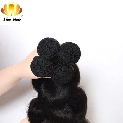 Aliafee Hair Lot de 3 extensions de cheveux malaisiens ondulés #T1B/27/couleur naturelle 8"-30" 100 % cheveux humains non-Remy Body Wave