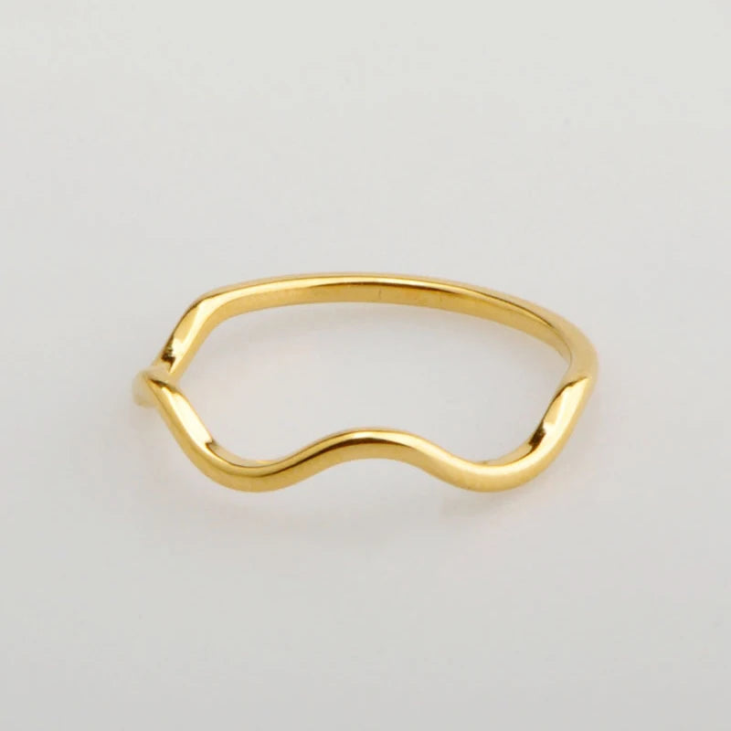 Bague en plaqué or pour femme, nouvelle série classique, créative, géométrique, vague, simple, ronde, petite, design, charme simple, haute joaillerie