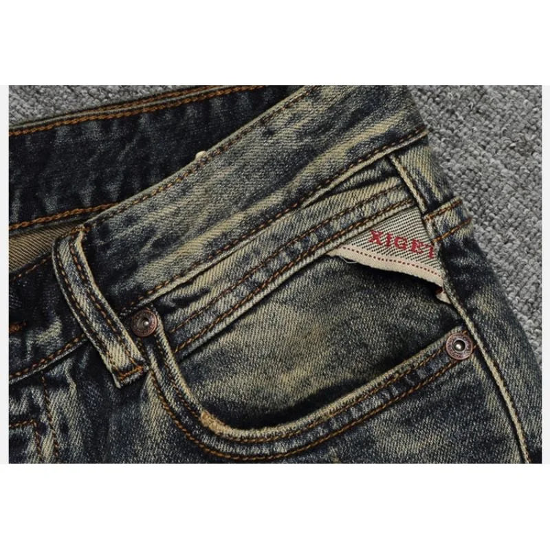 2023 Printemps et Automne Nouvelle Mode Classique Rétro Élastique Jeans Hommes Décontracté Confort Grande Taille Haute Qualité Petit Pied Pantalon