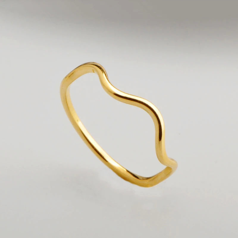 Bague en plaqué or pour femme, nouvelle série classique, créative, géométrique, vague, simple, ronde, petite, design, charme simple, haute joaillerie