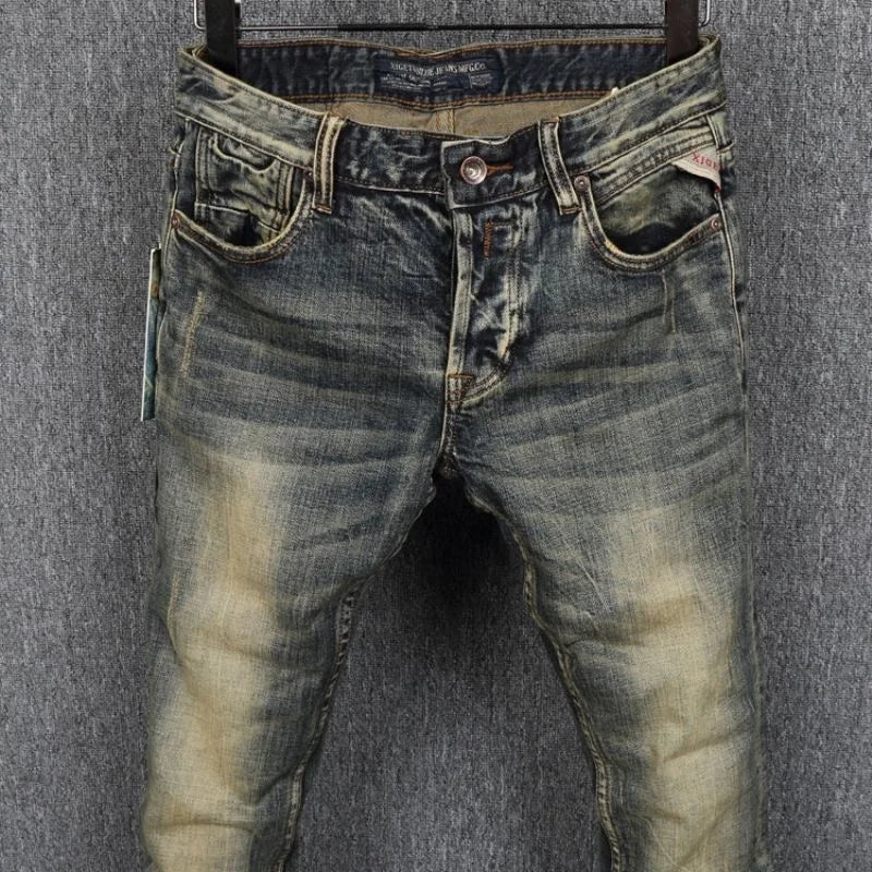 2023 Printemps et Automne Nouvelle Mode Classique Rétro Élastique Jeans Hommes Décontracté Confort Grande Taille Haute Qualité Petit Pied Pantalon