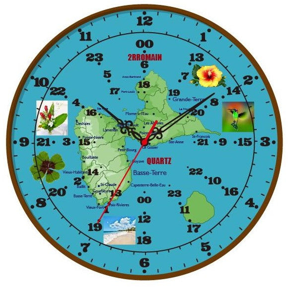 Horloge Duale 2RROMAIN : L'Heure en France et aux Antilles en Un Seul Coup d'Oeil